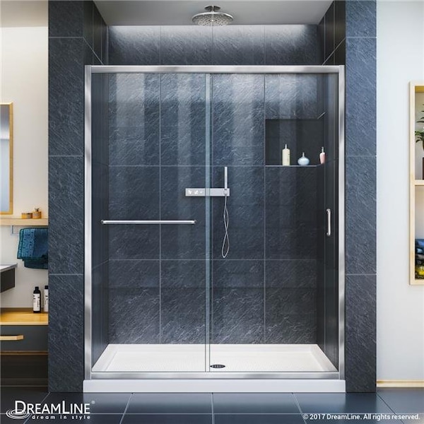 Dreamline SHDR-0954720-01 72 x 50-54 in. Infinity-Z Semi-Frameless Sliding Shower Door; Clear Glass - Chrome SHDR-0954720-01 - main
